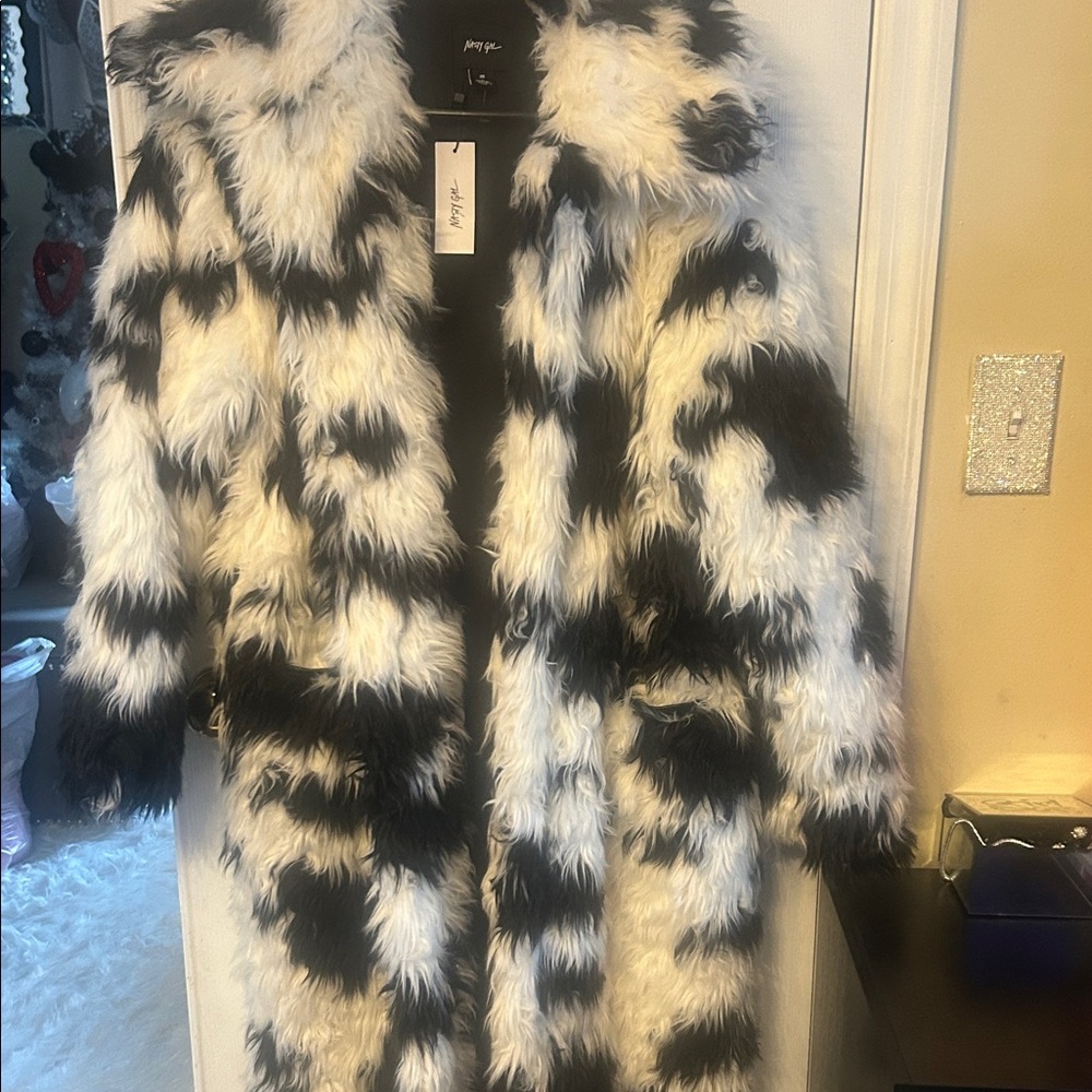 Nasty Gal Black and White Teddy Jacket